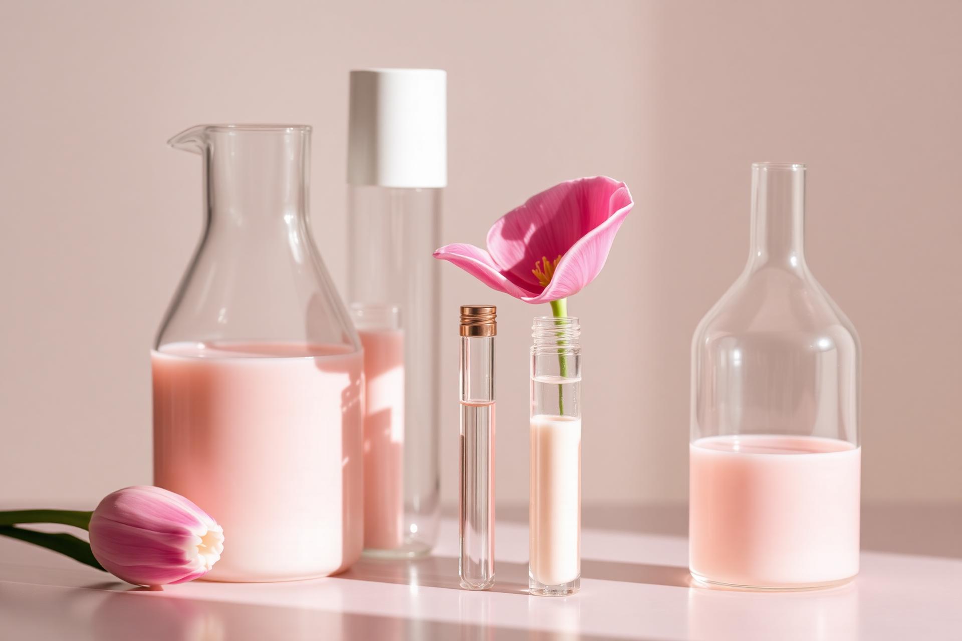 KYSH Labs innovation — pastel laboratory glassware with pink florals